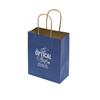 IMPRINTED BLUE Kraft Bags - Small 6.5 W x 3.25 D x 8" H (100/box | Minimum order - 5 boxes) 
