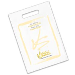 IMPRINTED Vision Source White PLASTIC Bag - Small (100/box/500 pc. minimum for imprint)