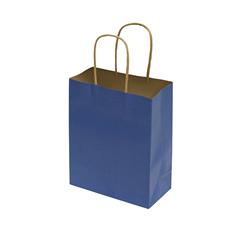 NON-IMPRINTED BLUE Kraft Bags - Small 6.5 W x 3.25 D x 8" H (100/box)